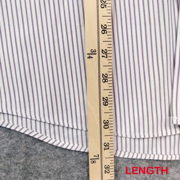 VTG Longhorn Western Shirt Mens 2XL White Purple Stripe Button Front Long Sleeve - Picture 5 of 6